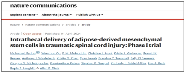 《Nature》最新报道|干细胞治疗创伤性脊髓损伤I期临床试验